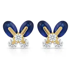 GENERICO - Aretes Mujer Mariposa Azul Cristal Regalo Novia Acero Dorado