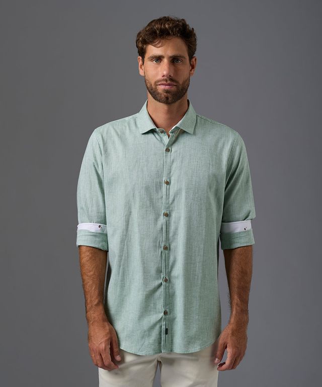 Camisa Manga Larga 100% Algodón Classic Fit Hombre