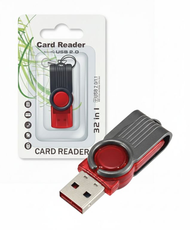 Lector De Memoria Micro SD Giratorio Interfaz USB Color Rojo