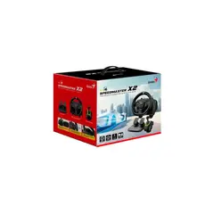 GENIUS GX - TIMON CON PEDAL + PALANCA SPEED MASTER X2 DUAL MOTOR VIBRATION 1080° ROTACION PC USB NEGRO