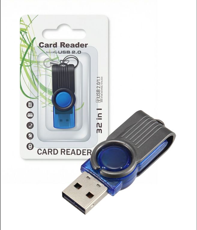 Lector De Memoria Micro SD Giratorio Interfaz USB Color Azul
