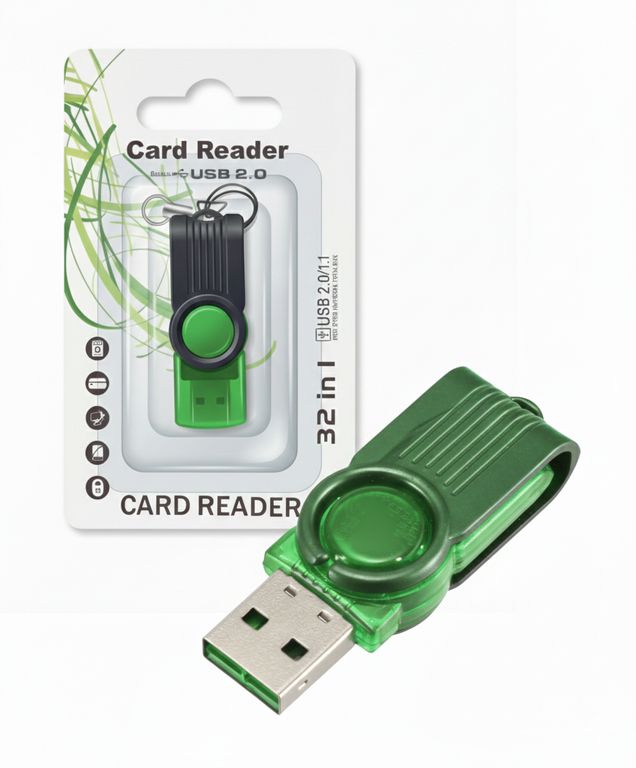 Lector De Memoria Micro SD Giratorio Interfaz USB Color Verde