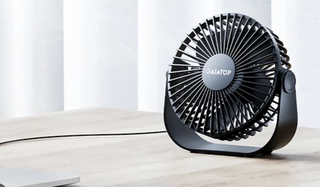 VENTILADOR PORTATIL 12CM DIAMETRO CON LUZ LED PARA ESCRITORIO, CARGADOR USB