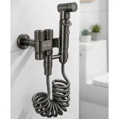 GALEZ - DUCHA BIDET HIGIENICA DE VALVULA DOBLE GRAFITO UNIVERSAL - FACIL INSTALACIÓN