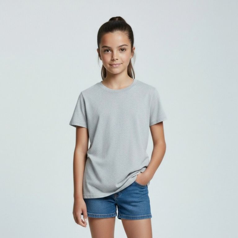Polo Niña Algodón Gris Básico Escolar