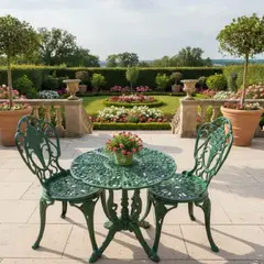 DMUEBLES - COMEDOR TERRAZA JARDIN PARQUE MANCORA 4 SILLAS ALUMINO VERDE