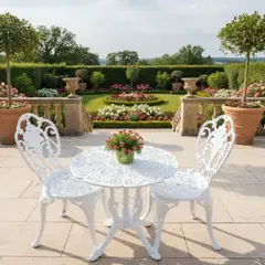 DMUEBLES - COMEDOR TERRAZA JARDIN PARQUE MANCORA 4 SILLAS ALUMINO BLANCO