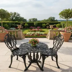 DMUEBLES - COMEDOR TERRAZA JARDIN PARQUE MANCORA 4 SILLAS ALUMINO NEGRO