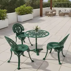 DMUEBLES - COMEDOR TERRAZA JARDIN PARQUE MANCORA 2 SILLAS ALUMINO VERDE