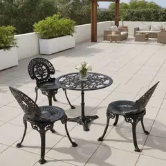 DMUEBLES - COMEDOR TERRAZA JARDIN PARQUE MANCORA 2 SILLAS ALUMINO NEGRO