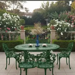 DMUEBLES - COMEDOR TERRAZA JARDIN PARQUE MANCORA 6 SILLAS ALUMINO VERDE