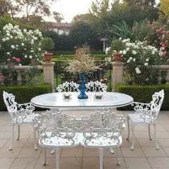 DMUEBLES - COMEDOR TERRAZA JARDIN PARQUE MANCORA 6 SILLAS ALUMINO BLANCO