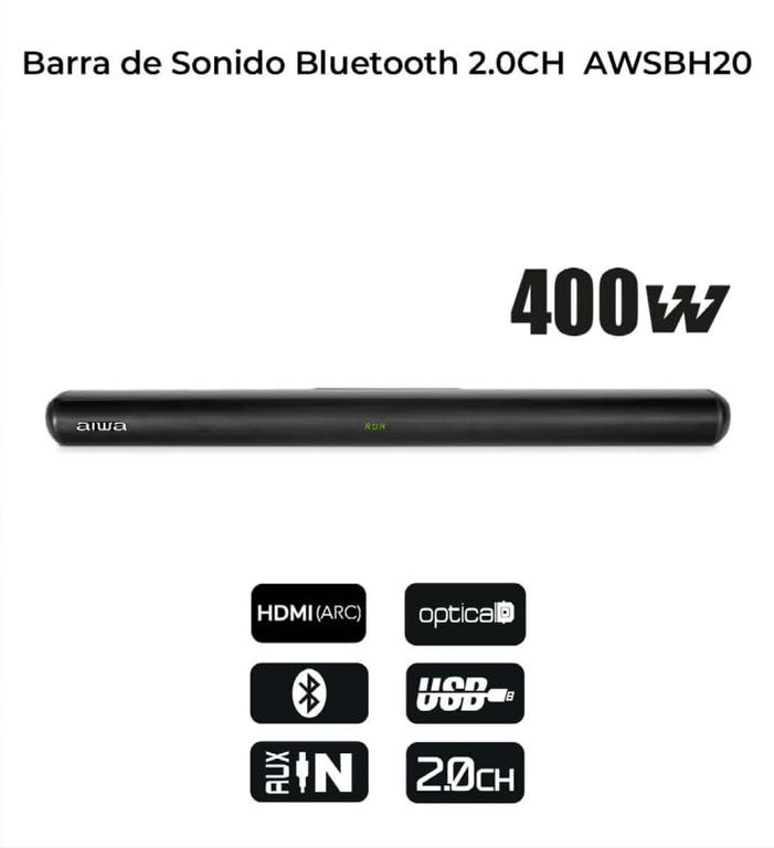 SOUND BAR AWSBH20 - 40 WATTS RMS - SONIDO 2.0 STEREO