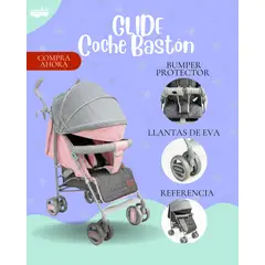 GENERICO - Coche Bastón GLIDE Color GRIS-ROSA - PREMIUM