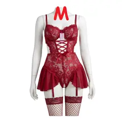 GENERICO - BODY LENCERIA DE ENCAJE SIEMPRE LISTA PORTALIGAS TALLA M