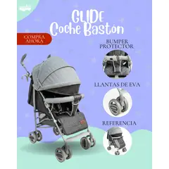 GENERICO - Coche Bastón GLIDE Color GRIS-NEGRO - PREMIUM