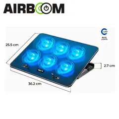 AIRBOOM - Cooler para Laptop con LED 2USB Negro Iceberg 6 AB013