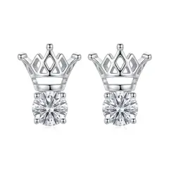 GENERICO - Aretes Niña Corona Cristal Blanco Regalo Acero Plateado