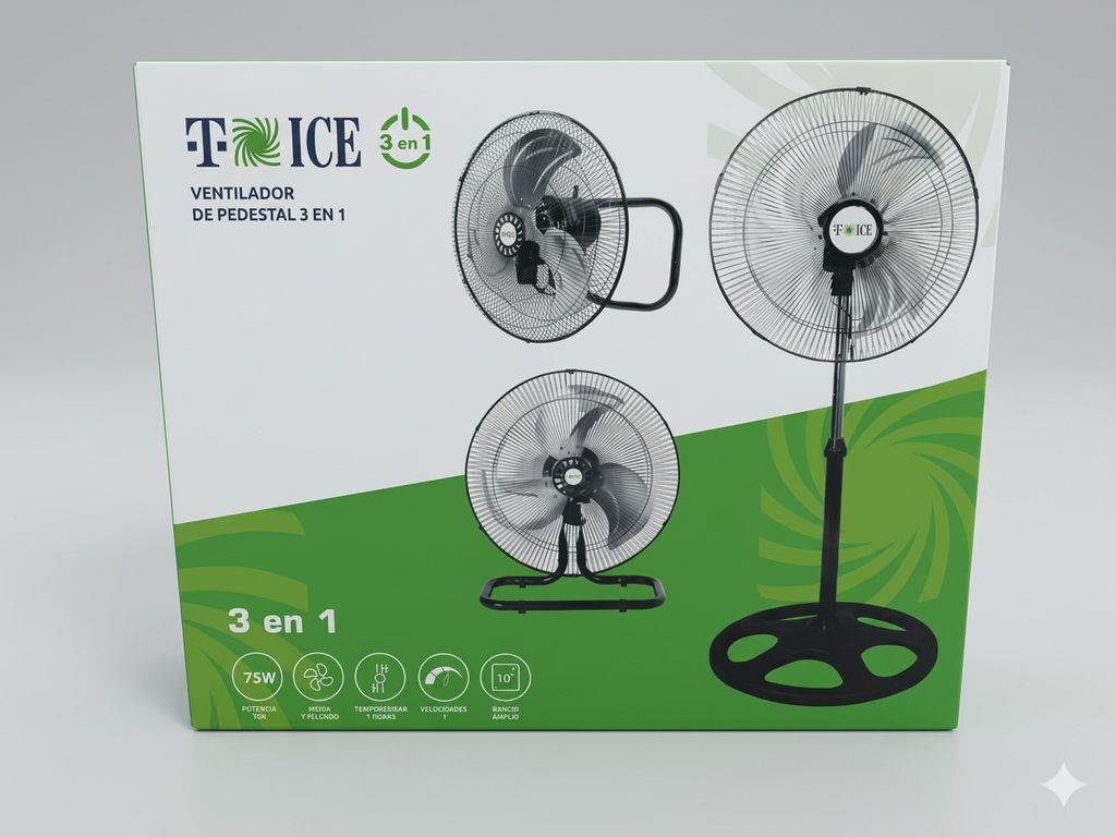Ventilador 3 en 1 t-ice 75 watts de 3 aspas