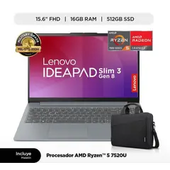 LENOVO - Ideapad Slim 3 Ryzen 5 16gb 512 Ssd 15.6 FREE + Maletin