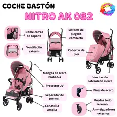 HI BABY - Coche Bastón de Lujo “NITRO AK - 082 PINK EDITION”