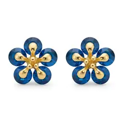 GENERICO - Aretes Mujer Flor Azul Cristal Regalo Novia Acero Dorado