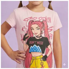 GENERICO - Polo infantil Kpop Demon Hunters mod MIRA Rosado claro talla 14