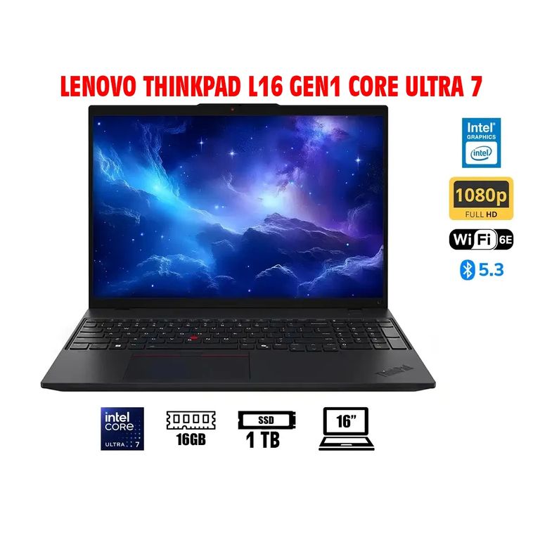 Laptop ThinkPad L16 Gen1 Core Ultra 7 de 16" WUXGA RAM 16GB SSD 1TB Win 11 PRO
