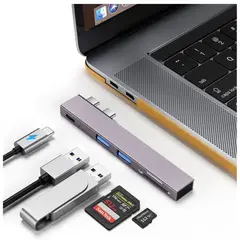 GENERICO - Adaptador Multipuerto 5 en 1 Para Macbook USB 3.0 , Lector SD , Lector micro SD y Power Delivery