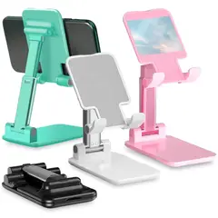 GENERICO - SOPORTE DE CELULAR AJUSTABLE PLEGABLE PARA ESCRITORIO C07 UNIVERSAL ANTIDESLIZANTE COLOR ROSA