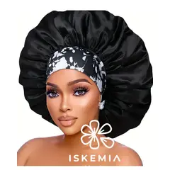 GENERICO - Gorro de Satin Bonnet Grande XL, para dormir en NEGRO