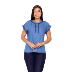 VICCI - Blusa mc Selky rayon acero color entero