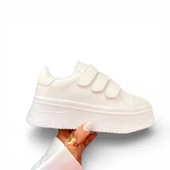 GENERICO - Zapatilla Blanca Mujer Plataforma 5 2086L-50 Zapatilla Pega Color Blanco