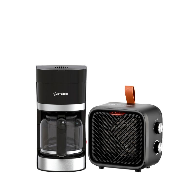 Combo Cafetera eléctrica 12 tazas + Termoventilador mini portatil