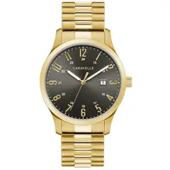 CARAVELLE NEW YORK - Reloj Caravelle By Bulova Dorado Negro Hombre 44B126 Expansion Band Quartz Stainless Steel