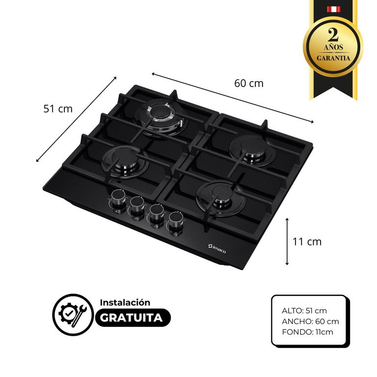 Cocina empotrable Gas X4 Quemadores IENC60