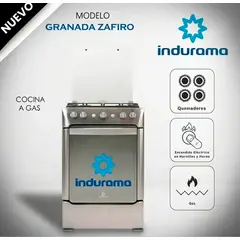 INDURAMA - Cocina 4 Hornillas Triple Llama Granada Zafiro