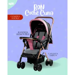GENERICO - Coche Cuna para Bebe Modelo BON - Color ROSADO. - PREMIUM