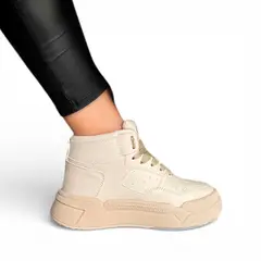 GENERICO - Zapatilla Mujer Caña Alta 2086L-55 Color Hueso