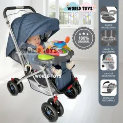 BABY - Coche Cuna Didáctico «SHABY» con Mango Reversible Blue