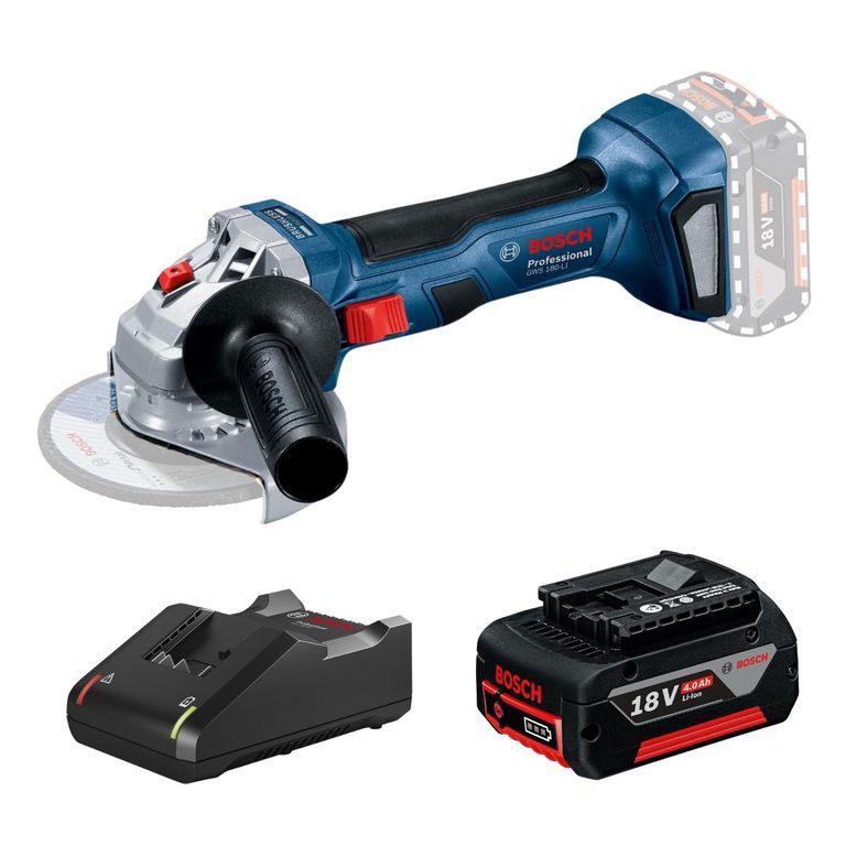 Amoladora Angular 18V GWS 180 LI + 1bat + 1carg