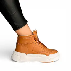 GENERICO - Zapatilla Mujer Caña Alta 2086L-55 Color Caramelo