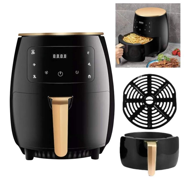 Freidora de Aire Digital 6 Litros Airfryer Sin Aceite Acero Inoxidable hasta 200°C