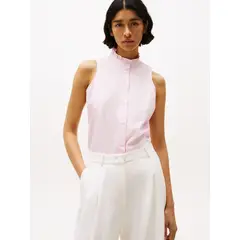 TOMMY HILFIGER - BLUSA CO STP S/L FRILL SHIRT TH