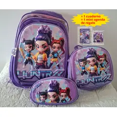 GENERICO - Set Mochila Las Guerreras K-pop Huntrix Cazadoras de demonios Lila Animado