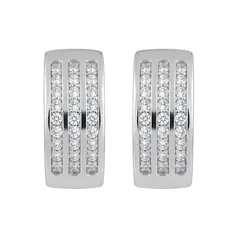 GENERICO - Aretes Argollas Oval Mujer Cristal Regalo Acero Plateado