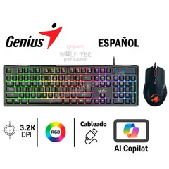 GENIUS GX - TECLADO+ MOUSE GX SCORPION KM-GX6 AI COPILOT GAMING RGB 19 TECLAS ANTI-GHOSTING 3200DPI BLACK