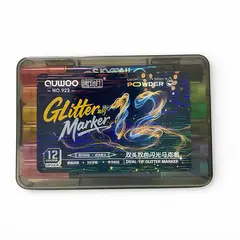 GENERICO - Set x6 Resaltadores Glitter Doble Punta - 12 Colores Brillantes