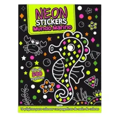 GENERICO - Libro infantil para colorear con stickers neon Modelo 1