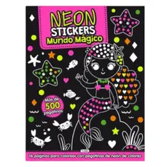GENERICO - Libro infantil para colorear con stickers neon Modelo 2
